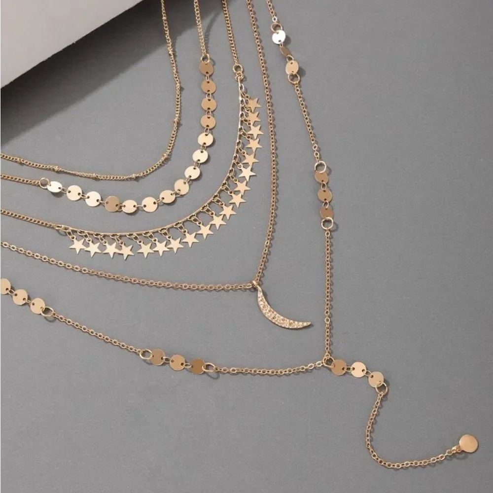 Layered Star and Moon Necklace N1249
